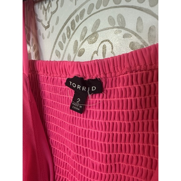 Torrid Mini Chiffon Ruffle Skater Dress Hot Pink Womens Plus Sized 2‎ - Picture 5 of 6